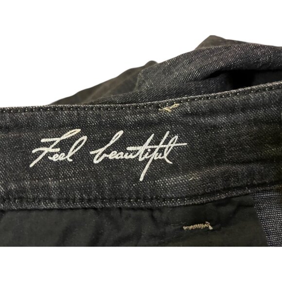 WHBM Feel Beautiful Trouser Leg Pants Womens 10R Black Denim Look Used - Picture 12 of 16